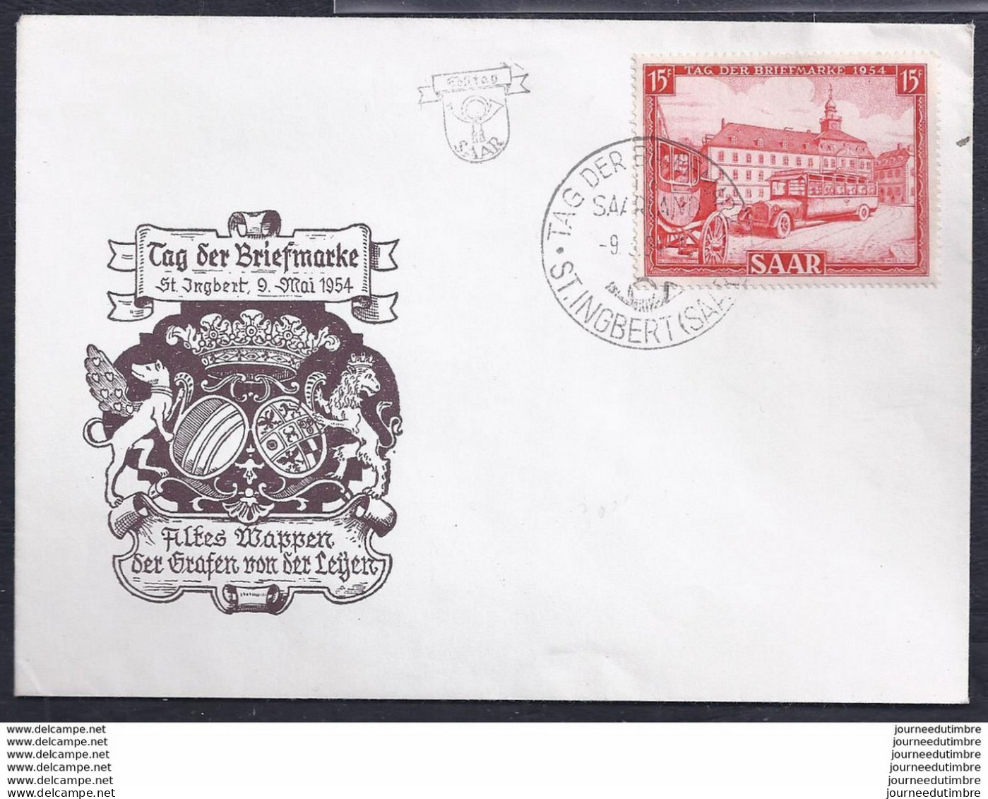 Enveloppe Locale Journee Du Timbre 1954 Sarre - FDC