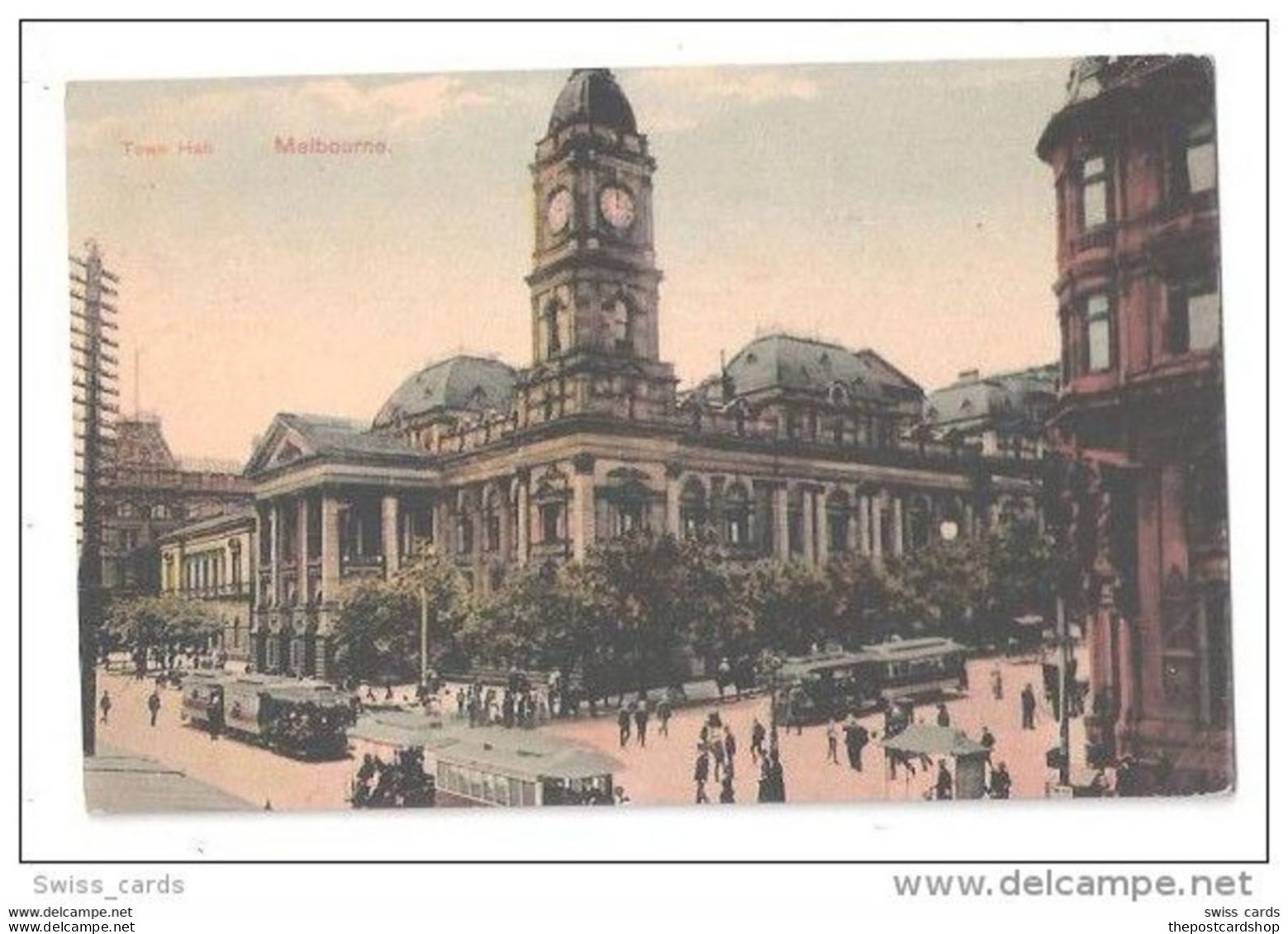 RP Melbourne Victoria TOWN HALL TRAM MANY TRAMS TROLLEY UNUSED - Melbourne