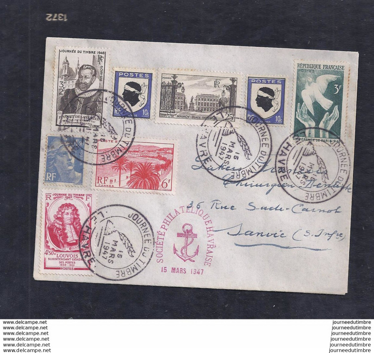 Enveloppe Locale  Journee Du Timbre 1947 Le Havre  Vignette - Other & Unclassified