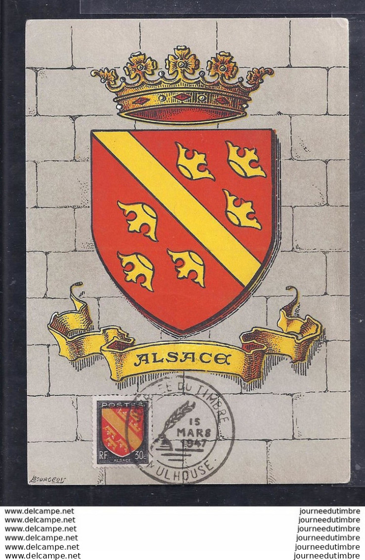 Carte Maximum Journee Du Timbre 1947 Mulhouse Blason - Autres & Non Classés