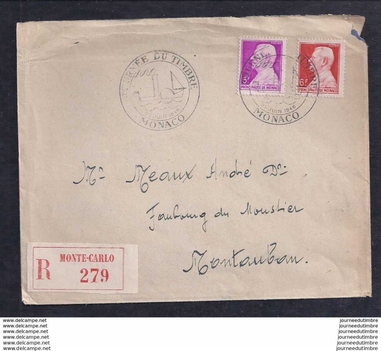 Enveloppe Locale Journee Du Timbre 1946 Monaco - Briefe U. Dokumente