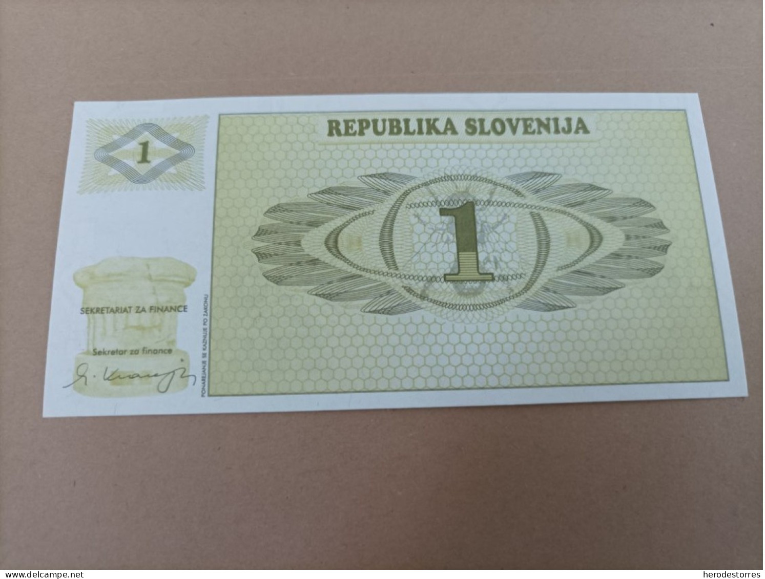 Billete De Eslovenia De 1 Tolarjev, Año 1990, Serie AA, UNC - Slovenia