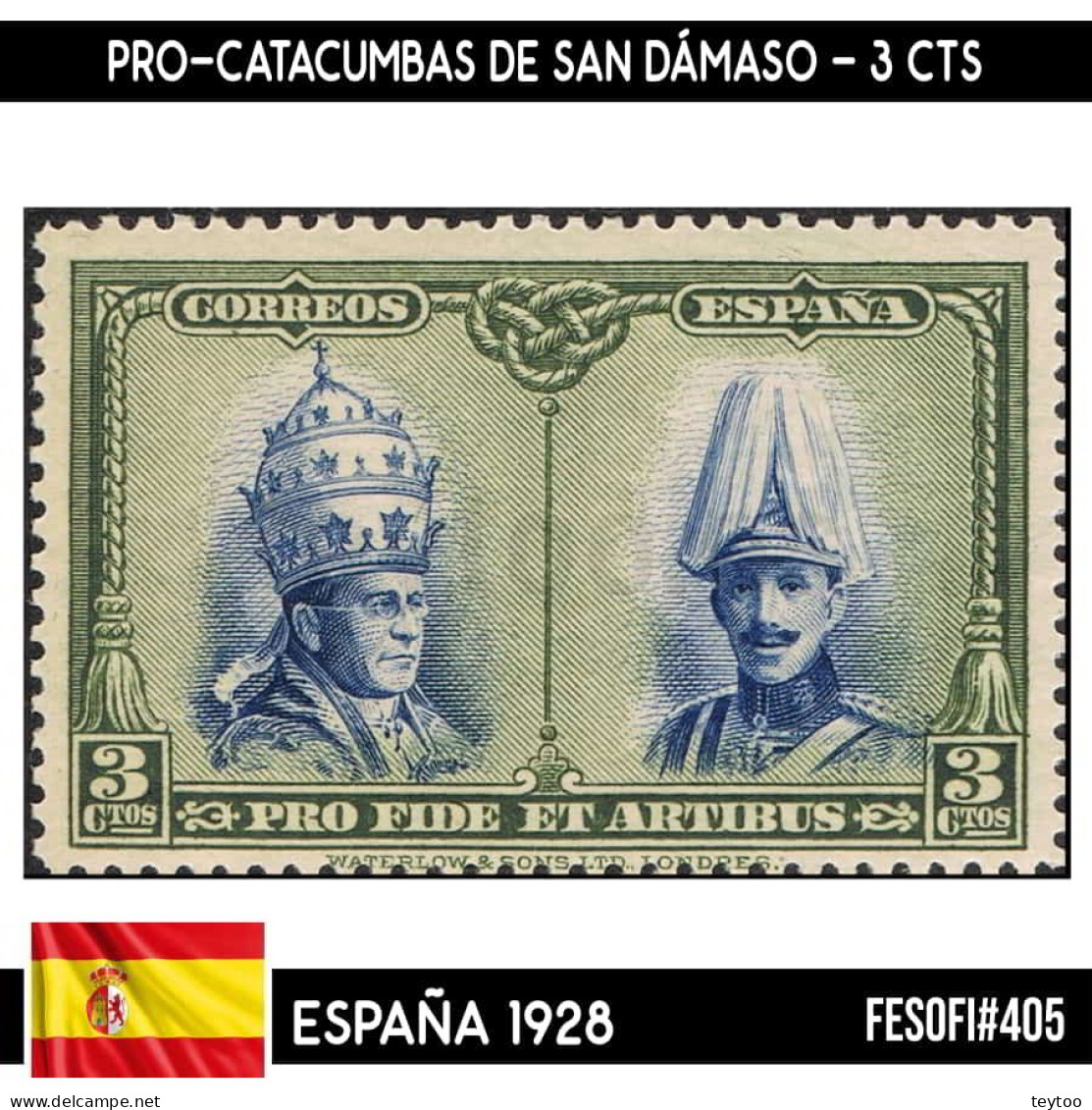 B0553.2# España 1928. Pro-Catacumbas San Dámaso, 3 Cts (MNH) FES#405 - Nuevos