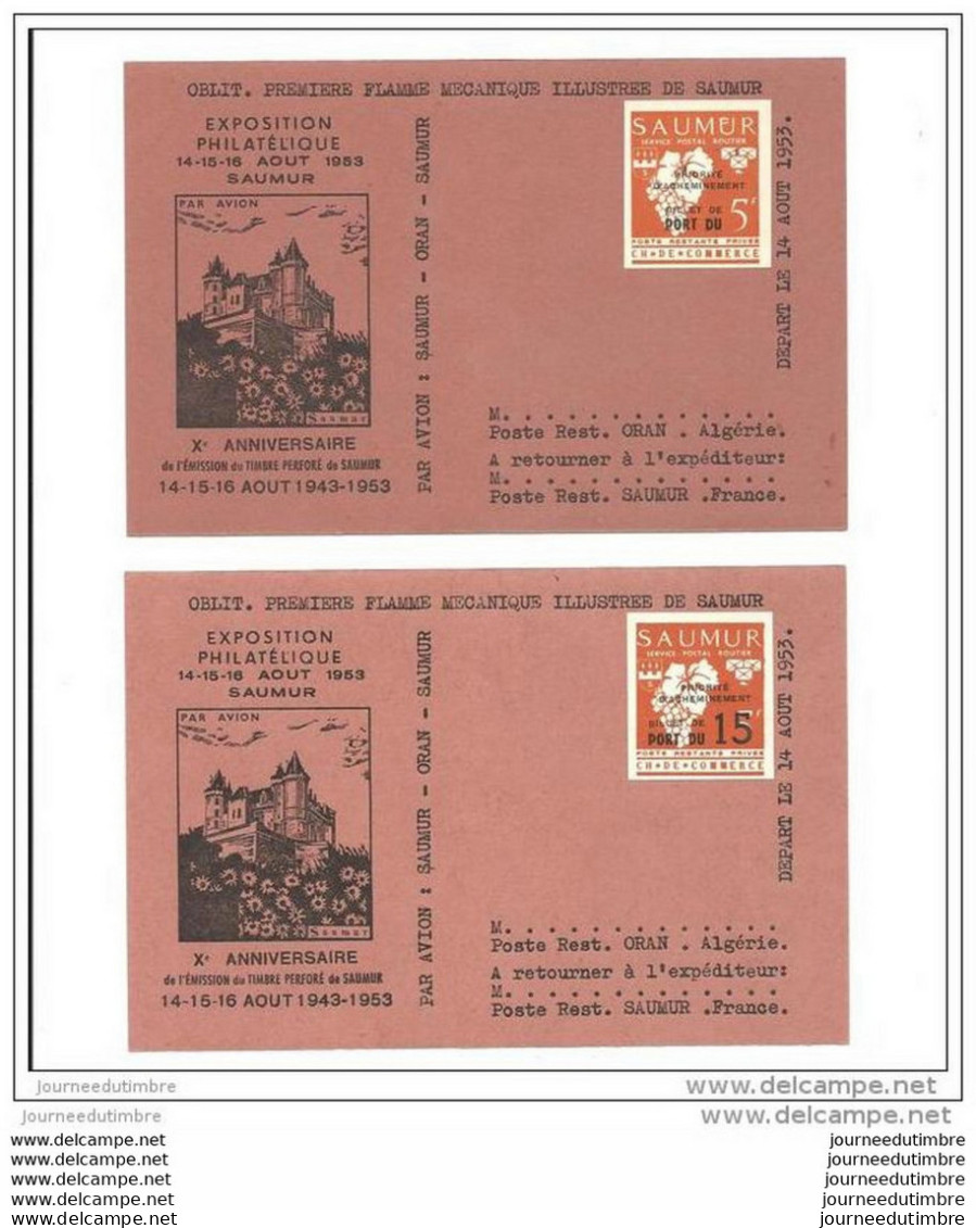 Ensemble 11 Cartes Exposition Philatelique Saumur 1953 Avec Timbres De Greve - Autres & Non Classés