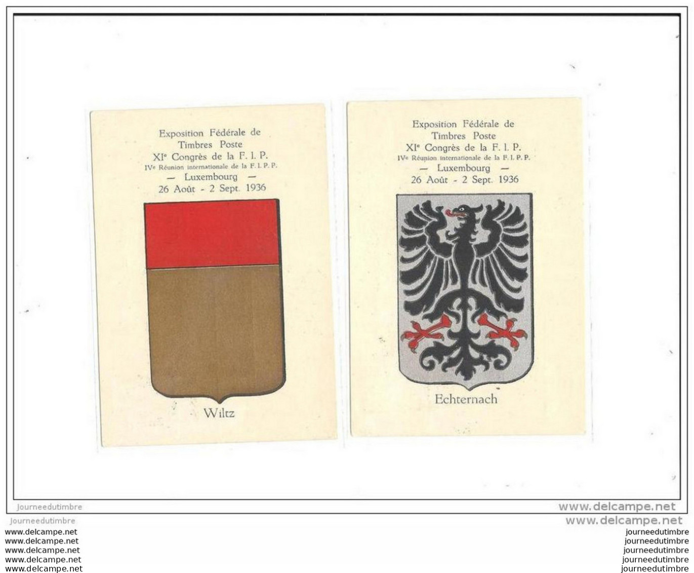 11 Carte Blasons Exposition Federale De Timbres Postes 1936 Congres De La F.i.p - Commemoration Cards