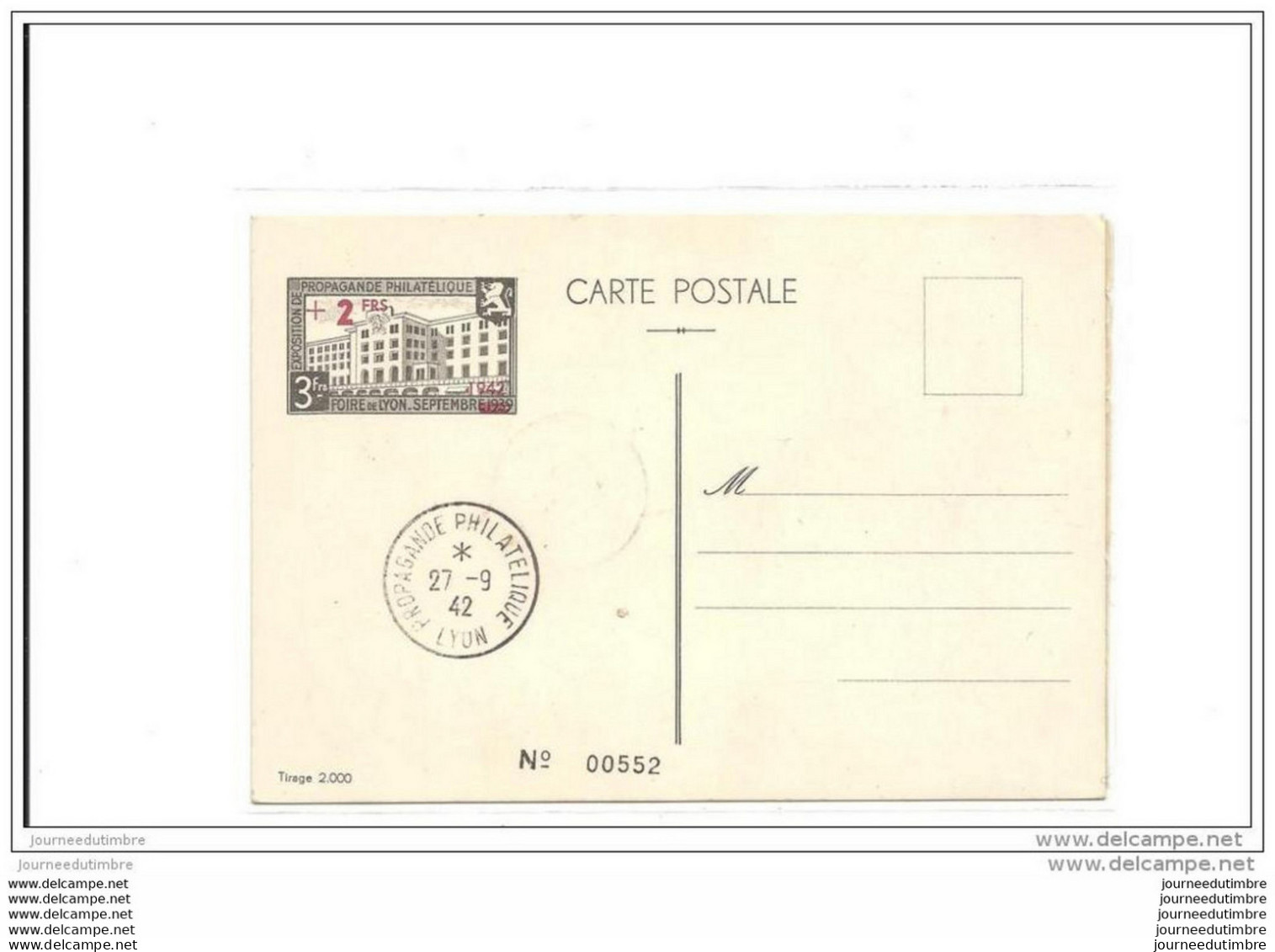 Pseudo Entier  Exposition Philatelique Lyon 1942 Avec 2 Blocs Feuillets Et Petain Au Dos - Private Stationery