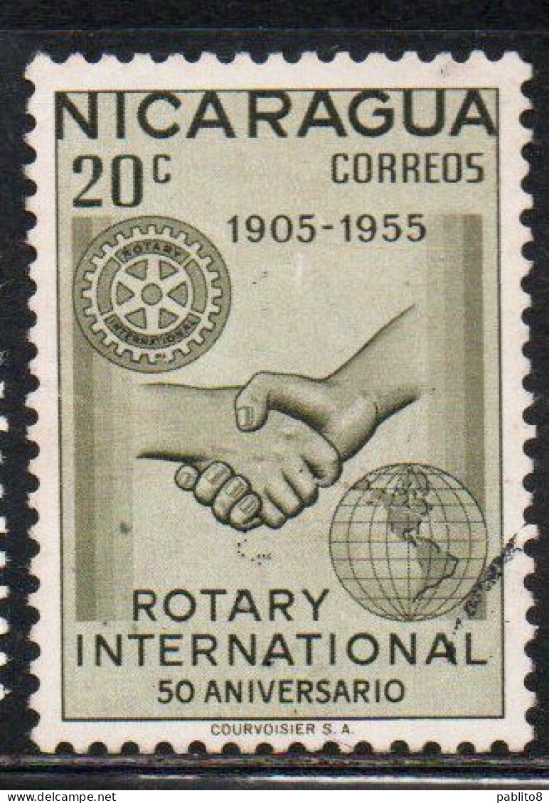 NICARAGUA 195 ROTARY INTERNATIONAL HANDCLASP AND EMBLEM 20c USED USATO OBLITERE' - Nicaragua