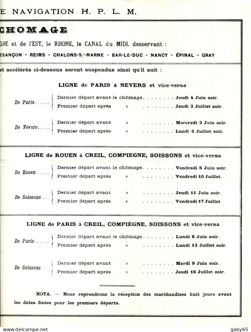 FACTURE.LYON.COMPAGNIE GENERALE DE NAVIGATION HAVRE.PARIS.LYON.MARSEILLE ET CANAUX DE FRANCE 11 QUAI RAMBAUD. - Verkehr & Transport