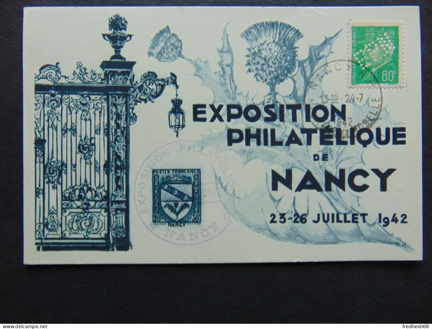 Le Timbre De L'exposition Philatélique De Nancy Sur La Carte Postale De Cette Même Exposition - Brieven En Documenten