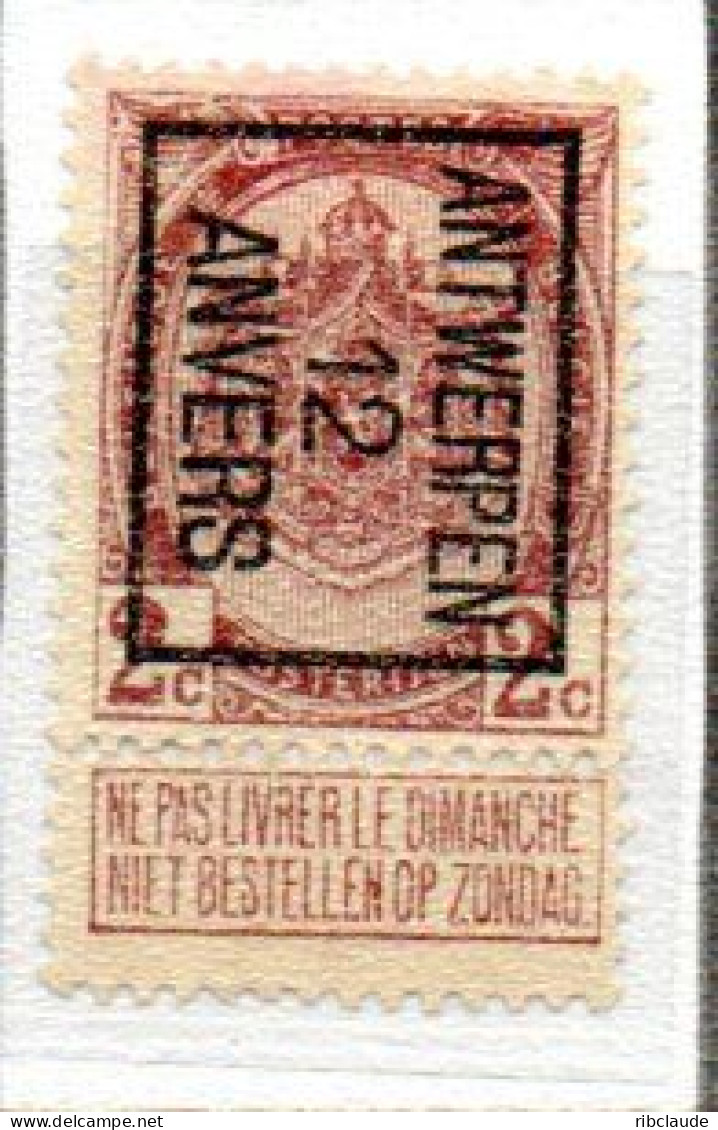 Préo Typo  ANVERS 12 - Sobreimpresos 1906-12 (Armarios)