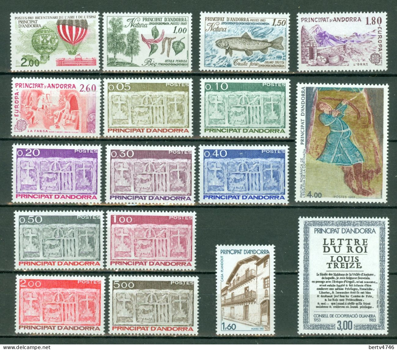 Andorra Fr. 1982/1983 Années Complète Yv.  300/09**, 310/26**,  -  Cote Yv. € 40,40 (2 Scans) - Années Complètes