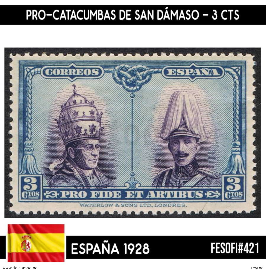 B0578.2# España 1928. Pro-Catacumbas San Dámaso, 3 Cts (MNH) FES#421 - Nuevos