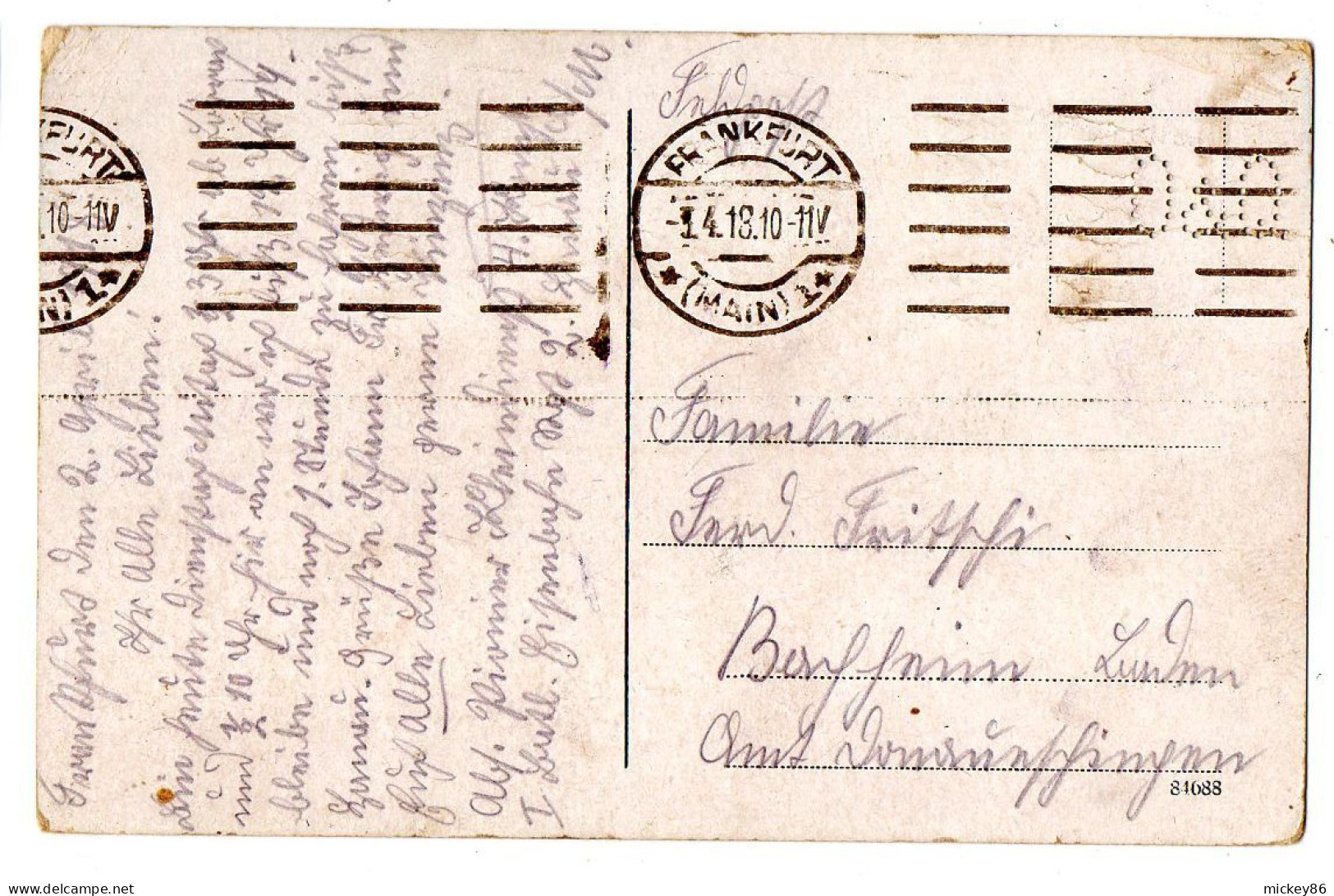 Allemagne--FRANKFURT A .M --1913--Ostbahnhof ( Animée ) ..colorisée.....cachet  ...perforation Q & O... - Frankfurt A. Main