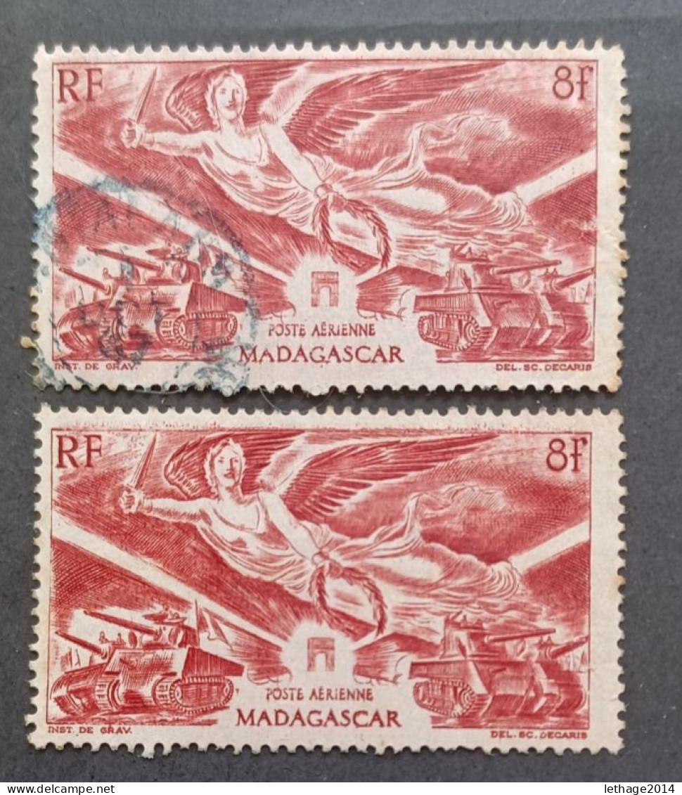 FRANCE COLONIE MADAGASCAR 1942 ANNIVERSAIRE DE LA VICTOIRE AIRMAIL CAT YVERT N. 65 OBLITERE MNG - 1946 Anniversaire De La Victoire