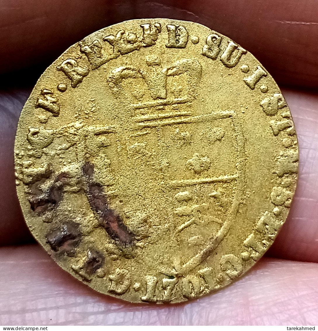 George III' 1701 Imitation Half Guinea Gaming Counter With Crowned Spade Shield And C Y I ET F G REX , Gomaa - Monarchia/ Nobiltà