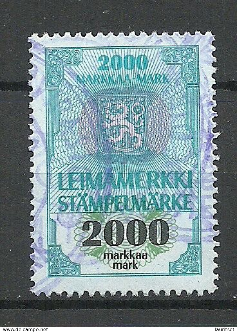 FINLAND FINNLAND 2000 Mark Markkaa Stempelmarke Documentary Tax Taxe O - Steuermarken