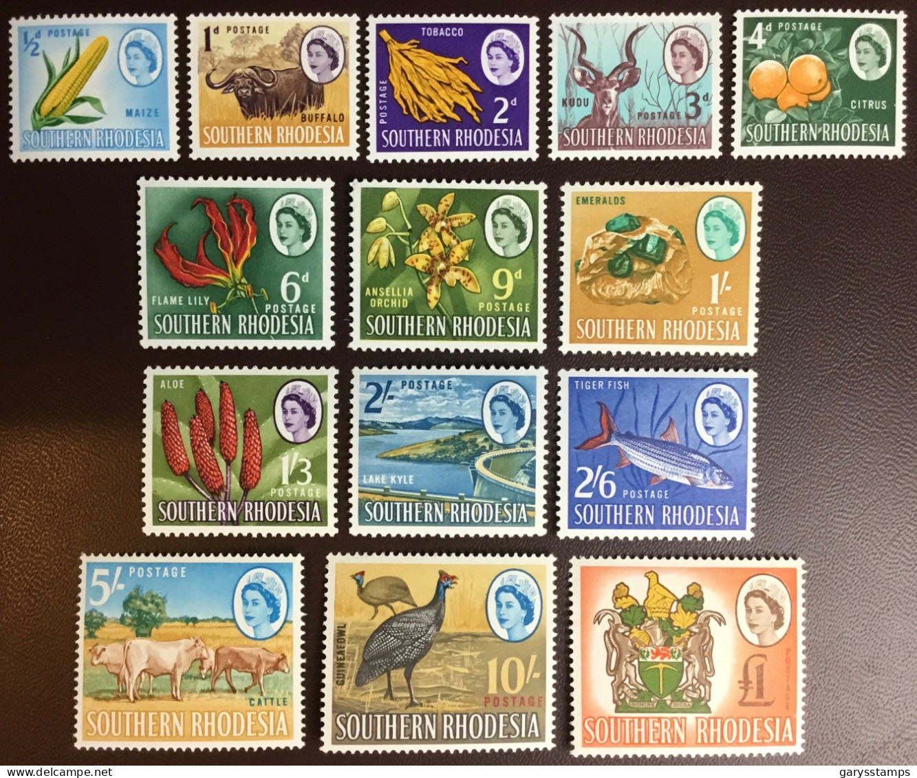 Southern Rhodesia 1964 Definitives Set Birds Animals Fish Plants Flowers MNH - Southern Rhodesia (...-1964)