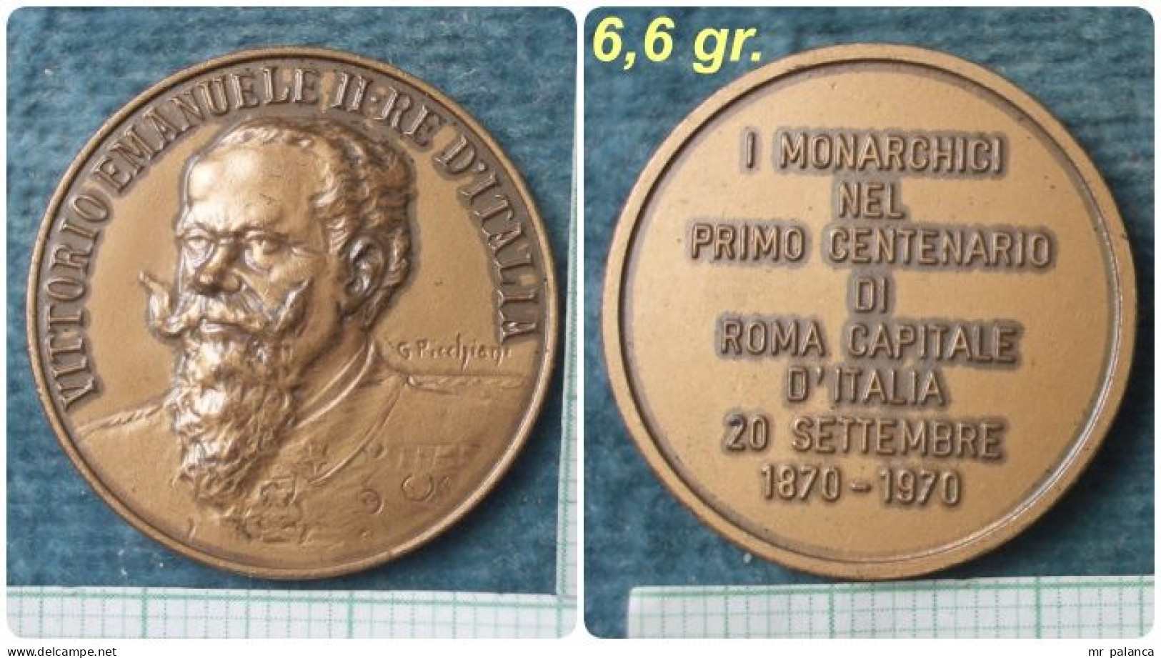 M_p> Medaglia I MONARCHICI 1° CENTENARIO ROMA CAPITALE 1870 - 1970 - Royal/Of Nobility