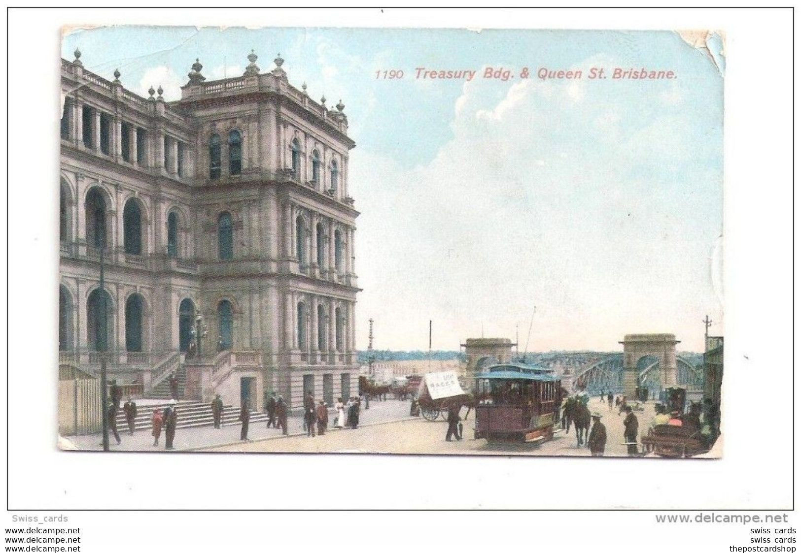 TREASURY BUILDING QUEEN STREET BRISBANE QUEENSLAND + TRAM MINOR TRAMS AUSTRALIA UNUSED - Brisbane