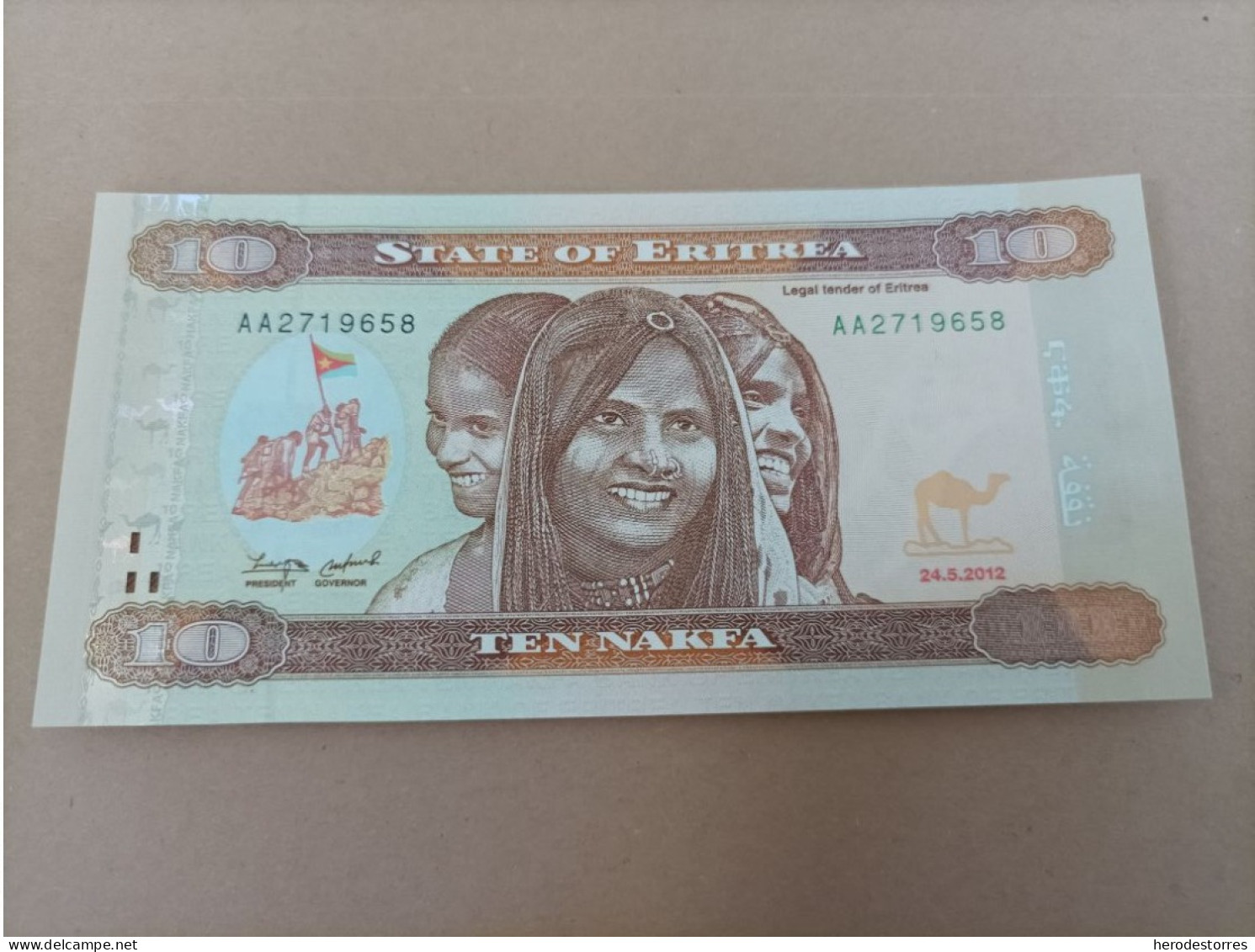 Billete De Eritrea De 10 Nafka, Año 2012, Serie AA, UNC - Erythrée