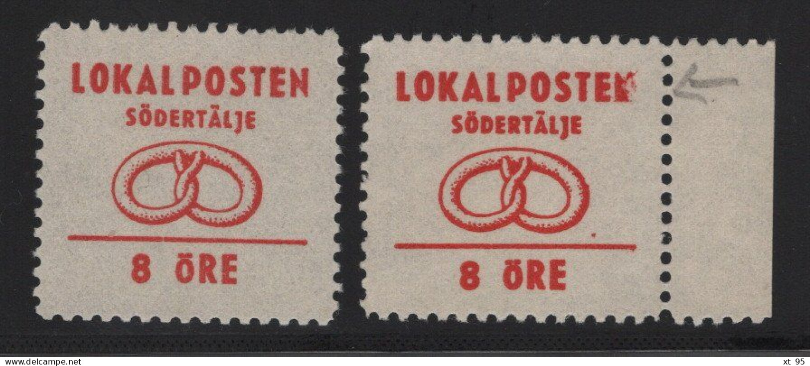 Suede - Poste Locale - Variete + Timbre Normal ** Neufs Sans Charniere - Sodertalje - Local Post Stamps