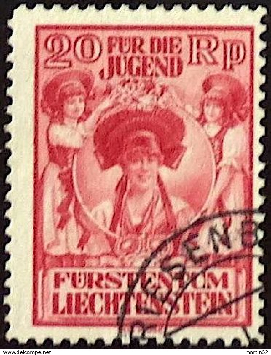 Liechtenstein 1932: FÜR DIE JUGEND (Fürstin Elsa) Zu W12 Mi 117 I  ABART Yv 109 VARIÉTÉ O TRIESENBERG (Michel CHF 0.00) - Errors & Oddities