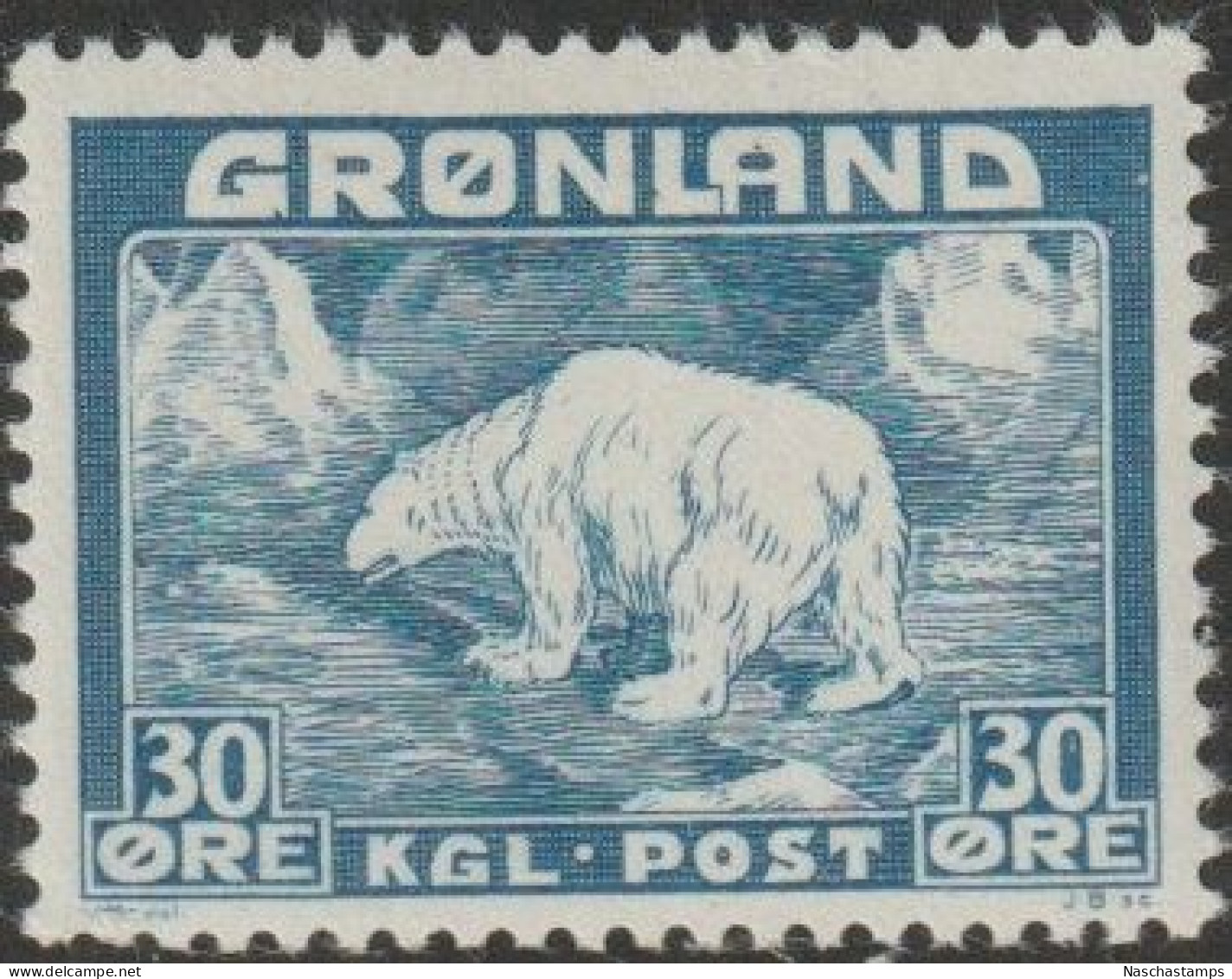 Greenland MNH 1938 30o Polar Bear MNH SG6 (SC7) - Neufs