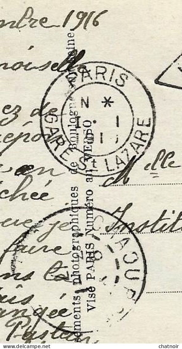 CP "heureuse  Année" Ecrite D Asnieres 31 /12/1916   Oblit PARIS 1/1/1916 10C SEMEUSE + 5c Avec Taxe - 1906-38 Säerin, Untergrund Glatt