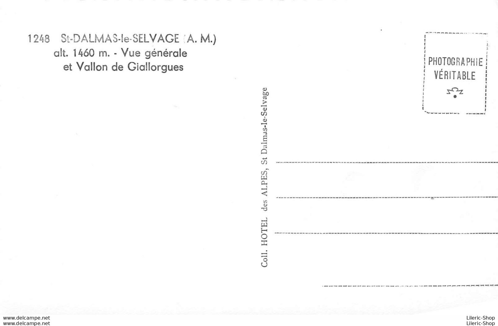 1248 St-DALMAS-le-SELVAGE (06) Cpsm PF - Vue Générale Et Vallon De Giallorgues Coll. HOTEL Des AL.PES - Autres & Non Classés
