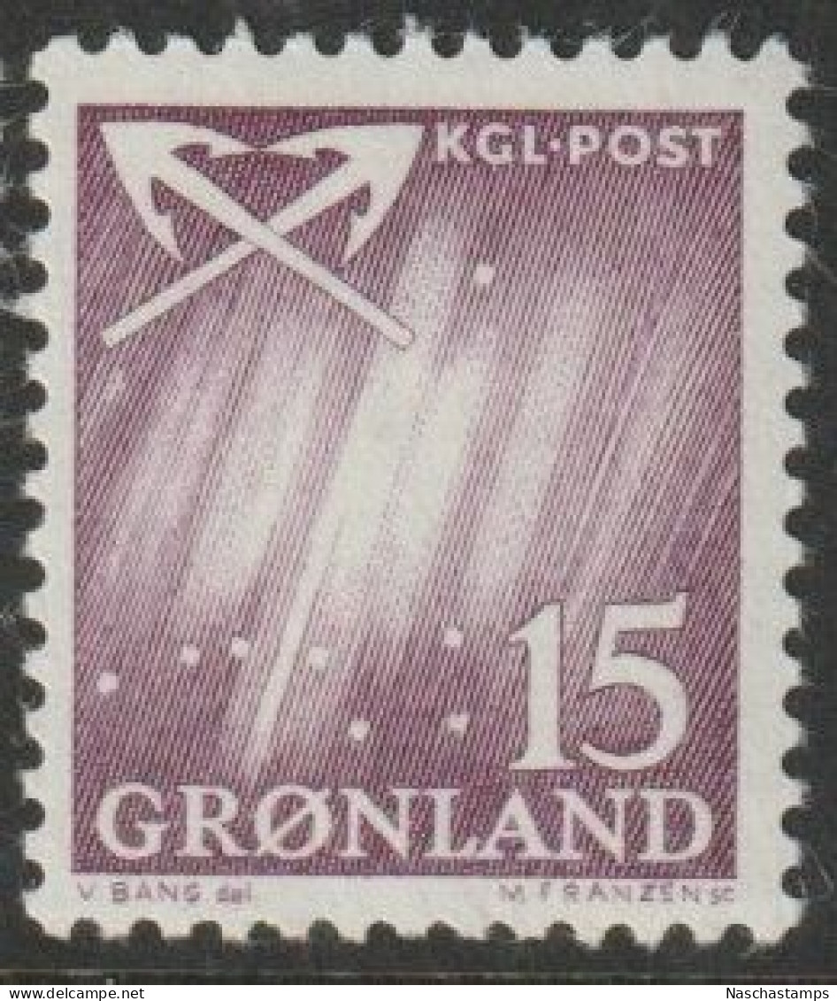 Greenland 1963 Northern Lights 15o MNH - Nuovi