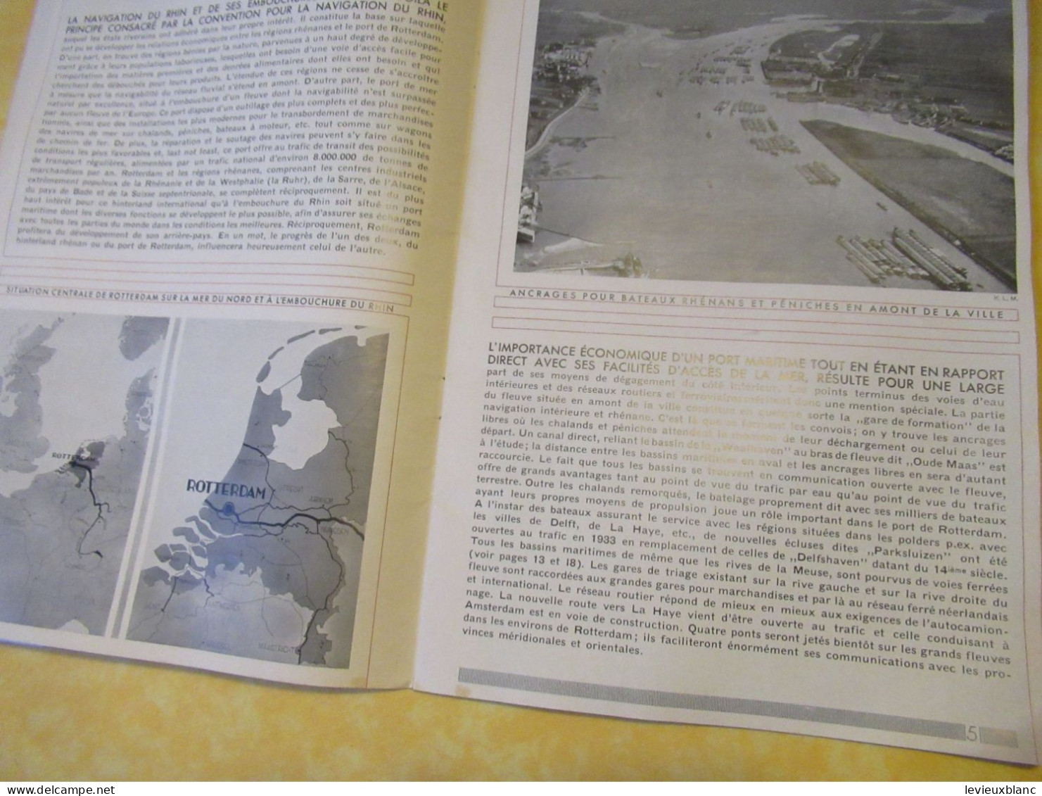 Marine / Le Port De ROTTERDAM/ Nederlandsch Havenbendrijf/Plaquette D'information/Hollande/ Vers 1940-60     VPN389 - Toeristische Brochures