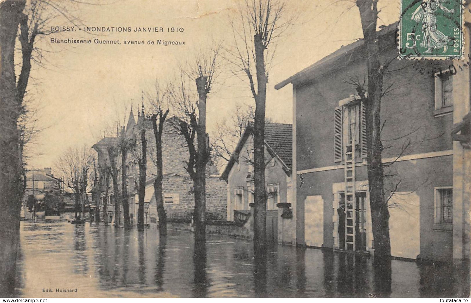 CPA 78 POISSY INONDATIONS 1910 BLANCHISSERIE QUENNET AVENUE DE MIGNEAUX - Inondations