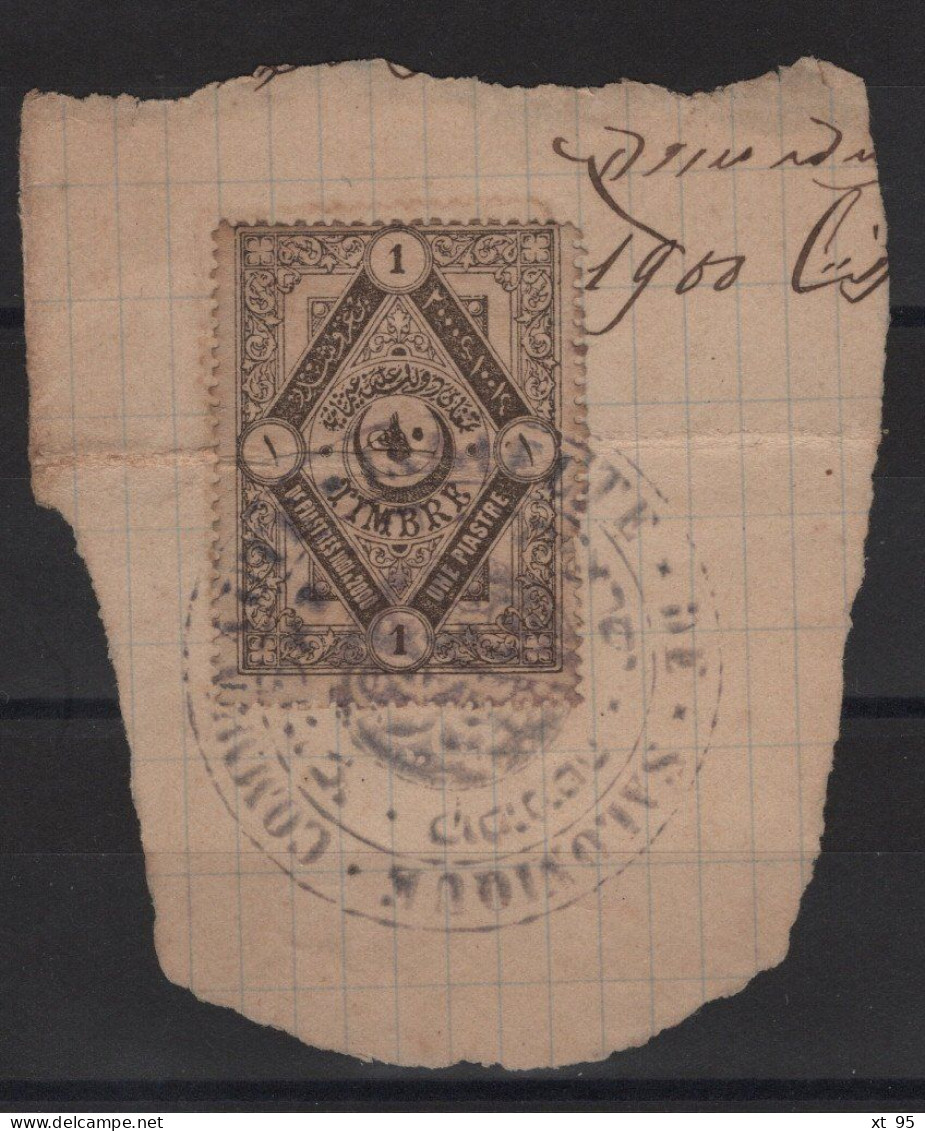 Turquie - Timbre Fiscal Sur Fragment - 1 Piastre - Salonique - Storia Postale