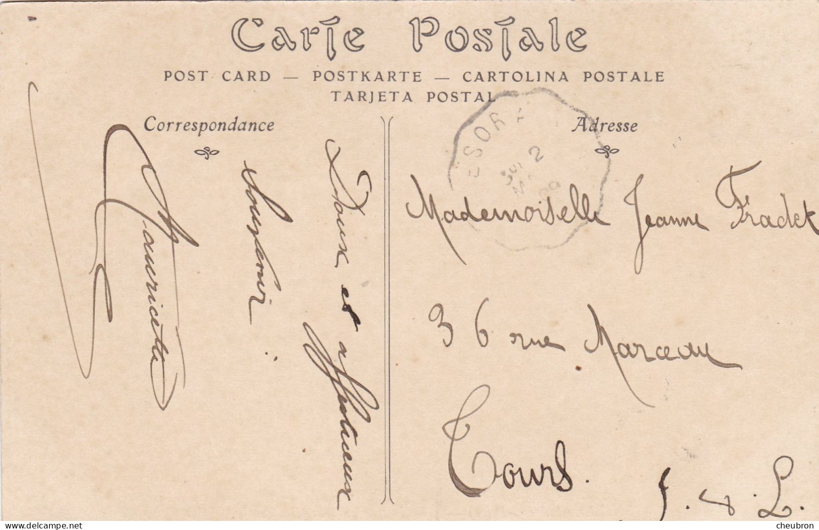 37. GENILLE. CPA. ENTREE DU BOURG.OUEST. ANIMATION. ANNEE 1909 + TEXTE - Genillé