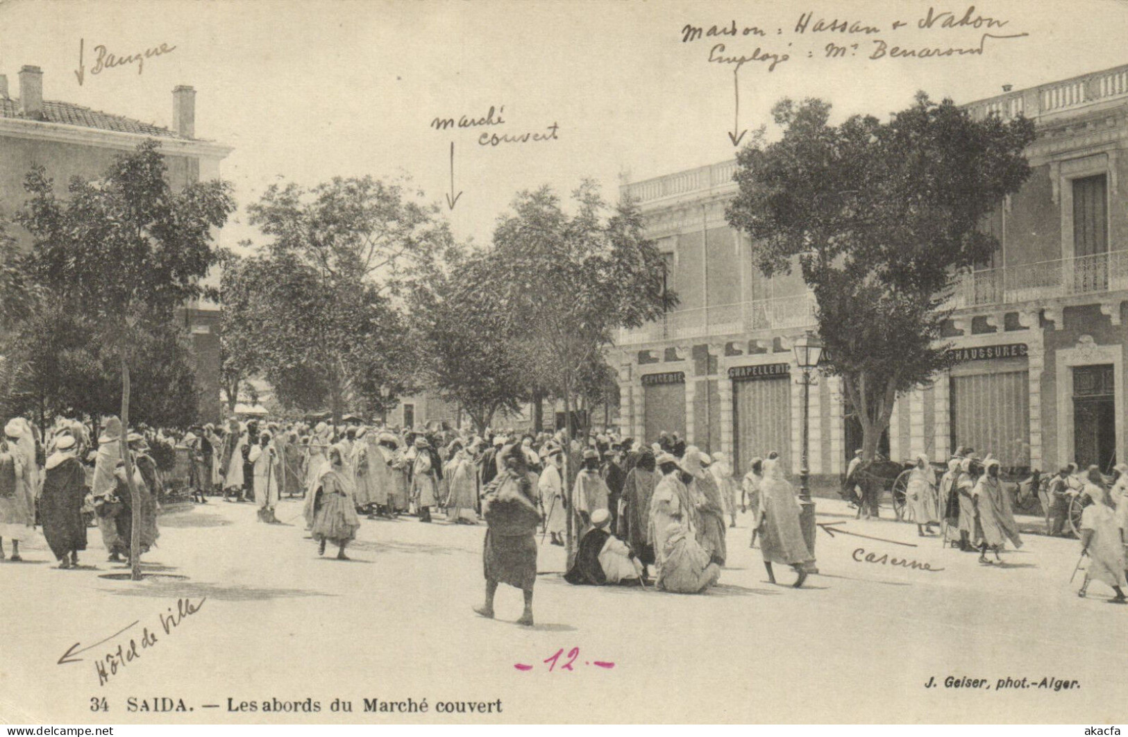 PC CPA ALGERIA, SAIDA, LES ABORDS DU MARCHÉ, J.GEISER,VINTAGE POSTCARD (b8376) - Saïda