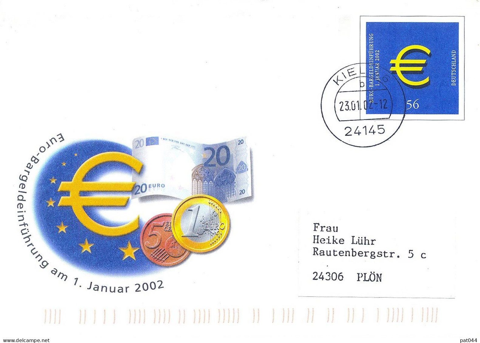 Entier Postal Avec Timbre Symbole Monétaire De L'euro Imprimé (2002, Yt 2062) - Covers - Used