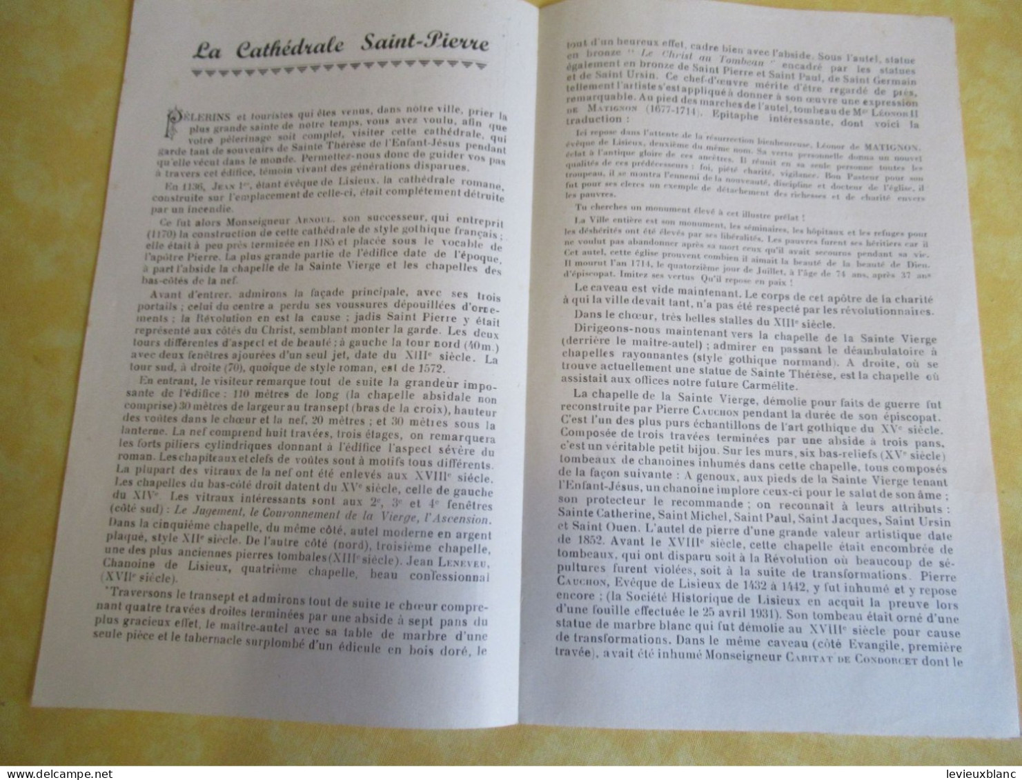 Cathédrale Saint Pierre De LISIEUX/ Petit Fascicule" Pour Visiter  La Cathédrale"/Magne /  Vers 1945     VPN385 - Religiöse Kunst