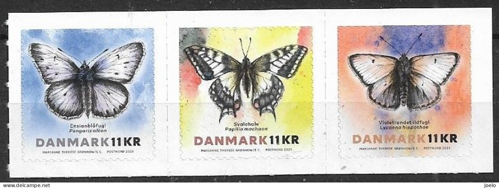 DENMARK 2021 ENDANGERED BUTTERFLY SPECIES SA TRIO MNH - Ungebraucht