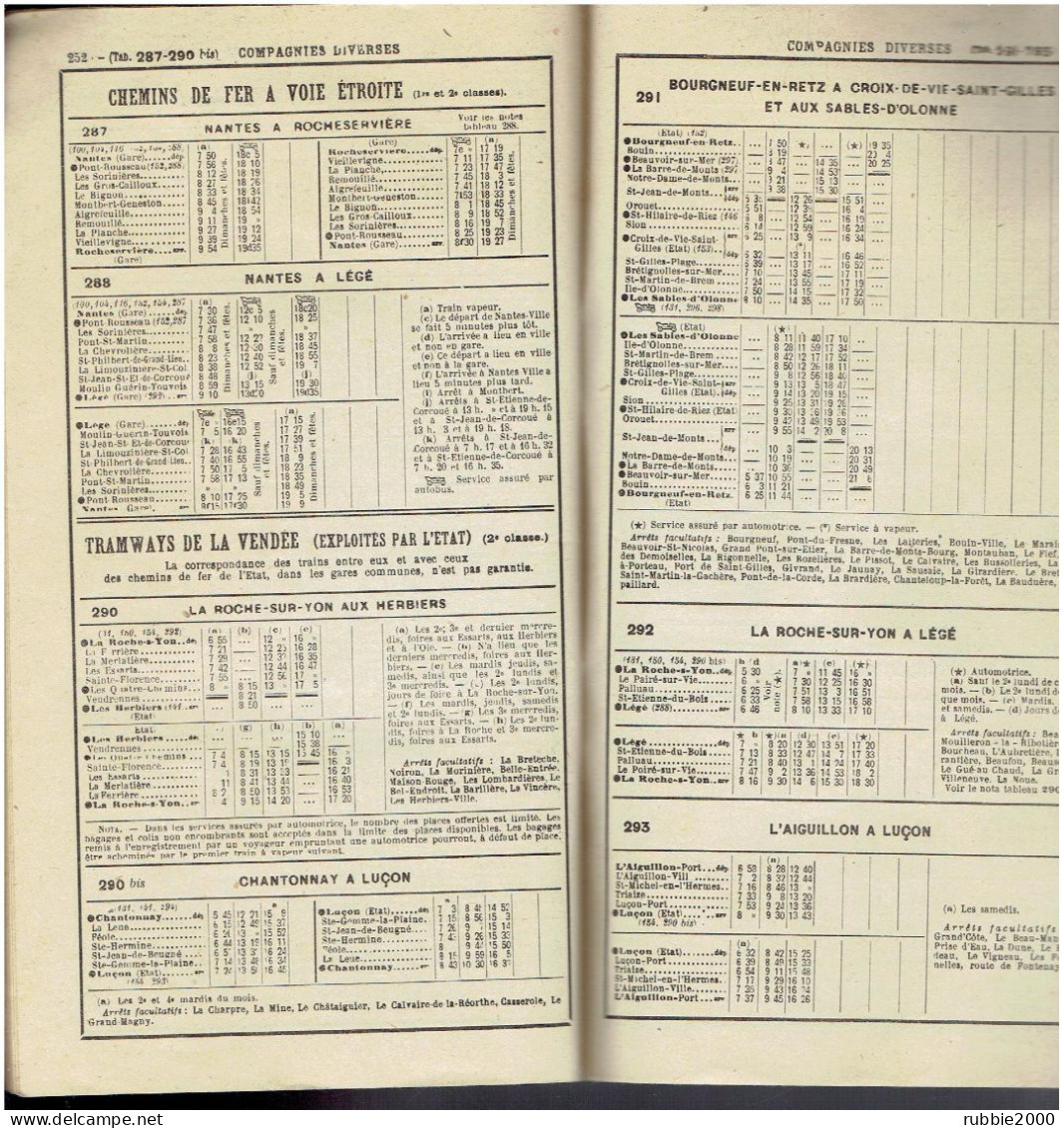 LIVRET CHAIX 1935 HORAIRES CHEMINS DE FER DE L ETAT TRAMWAYS DEPARTEMENTAUX VOIES FERRES D INTERET LOCAL VOIE ETROITE