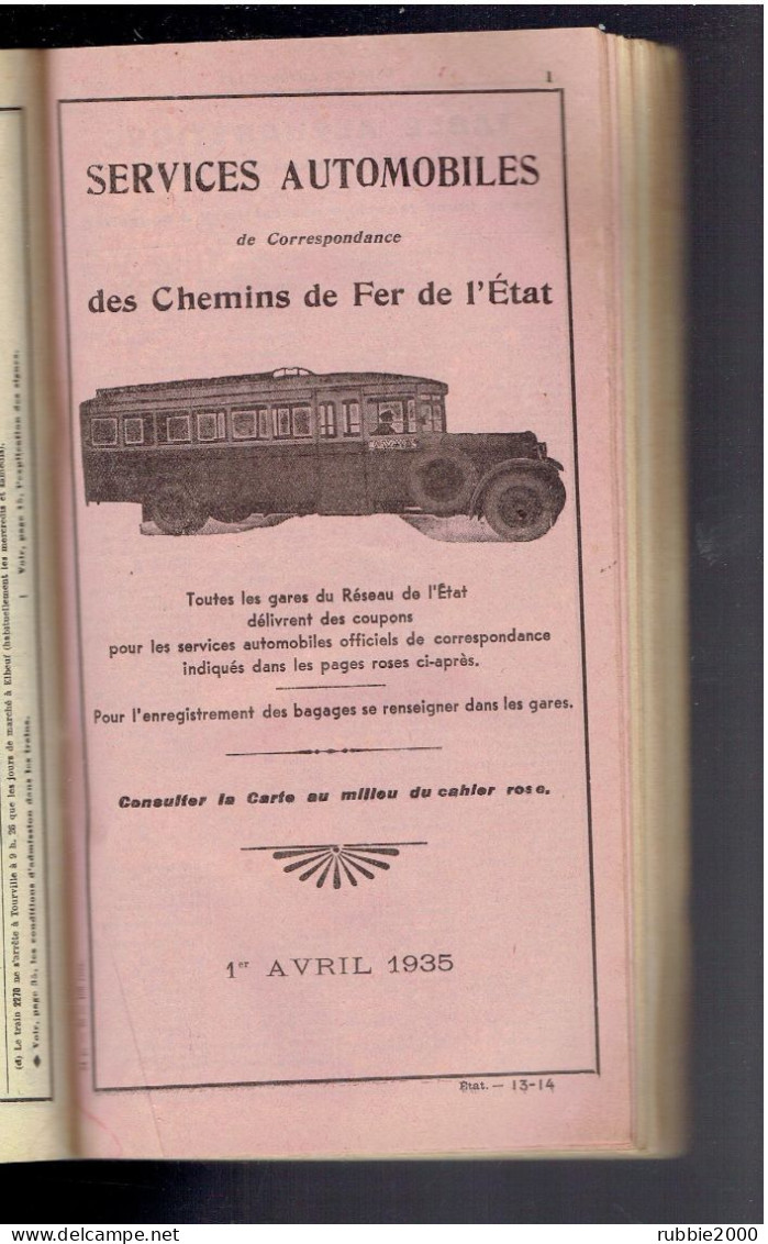 LIVRET CHAIX 1935 HORAIRES CHEMINS DE FER DE L ETAT TRAMWAYS DEPARTEMENTAUX VOIES FERRES D INTERET LOCAL VOIE ETROITE