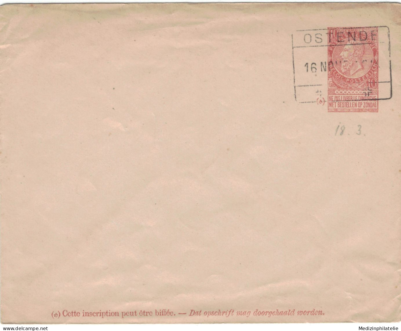 Ganzsache Umschlag Leopold II. Ostende - Letter Covers