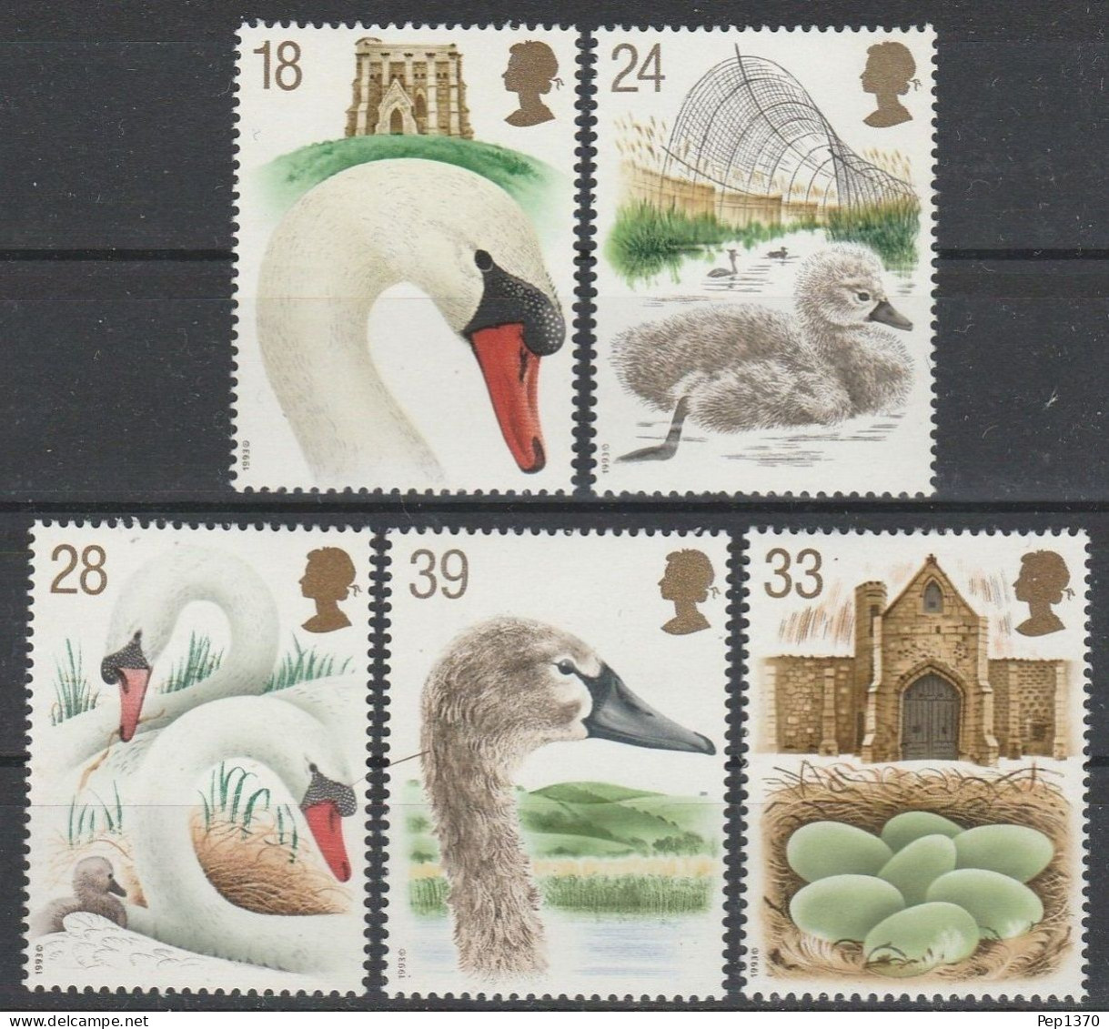 GRAN BRETAÑA 1993 - FAUNA - CISNES - YVERT 1645/1649** - Cygnes