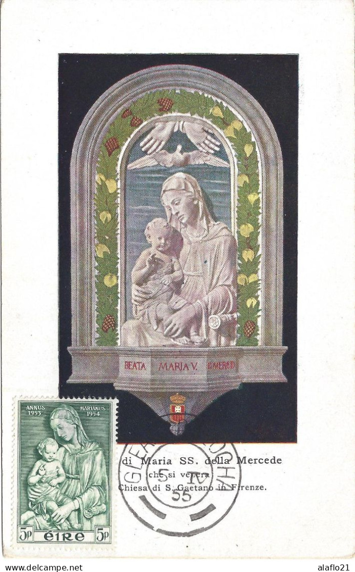 IRLANDE - CARTE MAXIMUM 1er JOUR - Yvert N° 123 - VIERGE à L'ENFANT - Maximumkarten