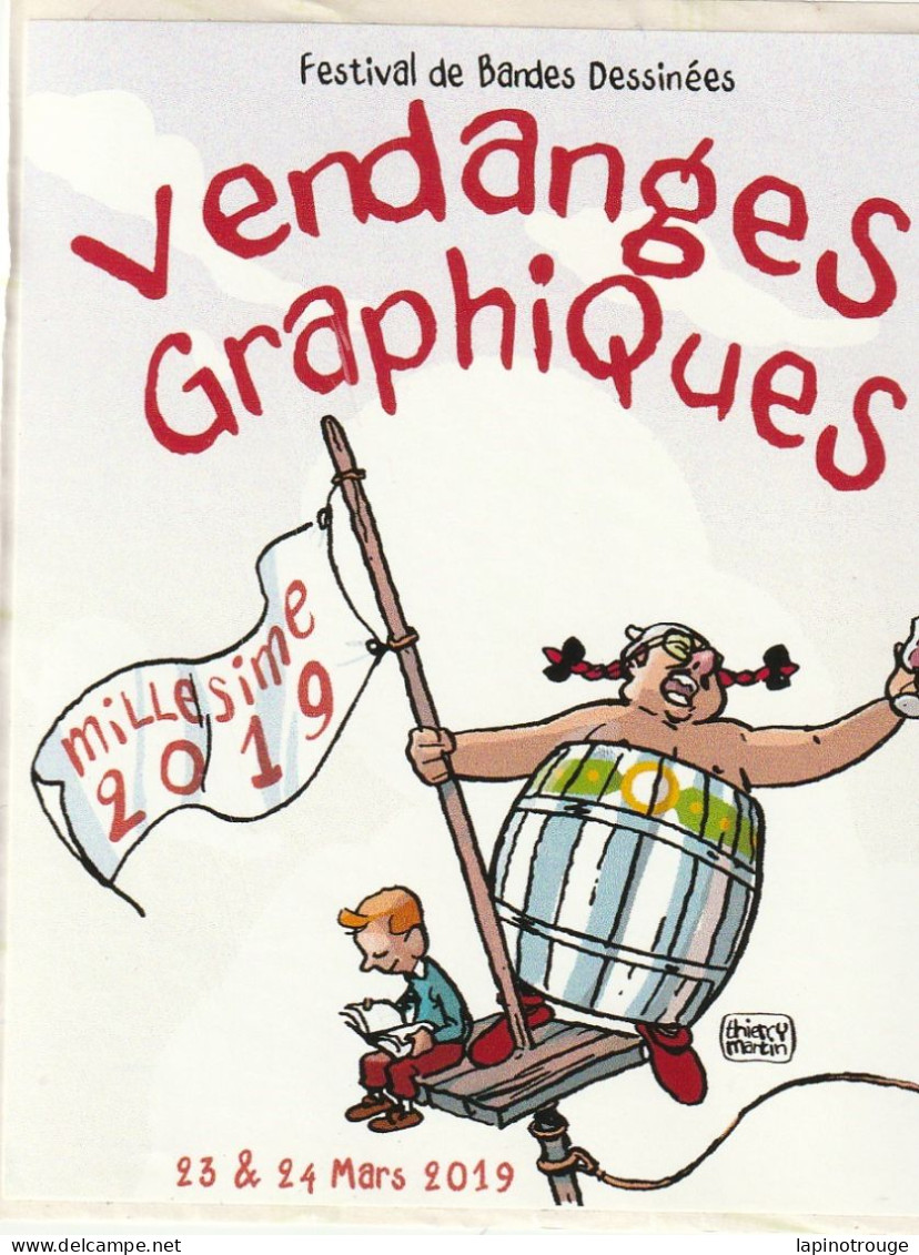 Etiquette Vin MARTIN Thierry Festival BD Condrieu 2019 (Umour De Poche Astérix Tintin - El Arte De La Mesa