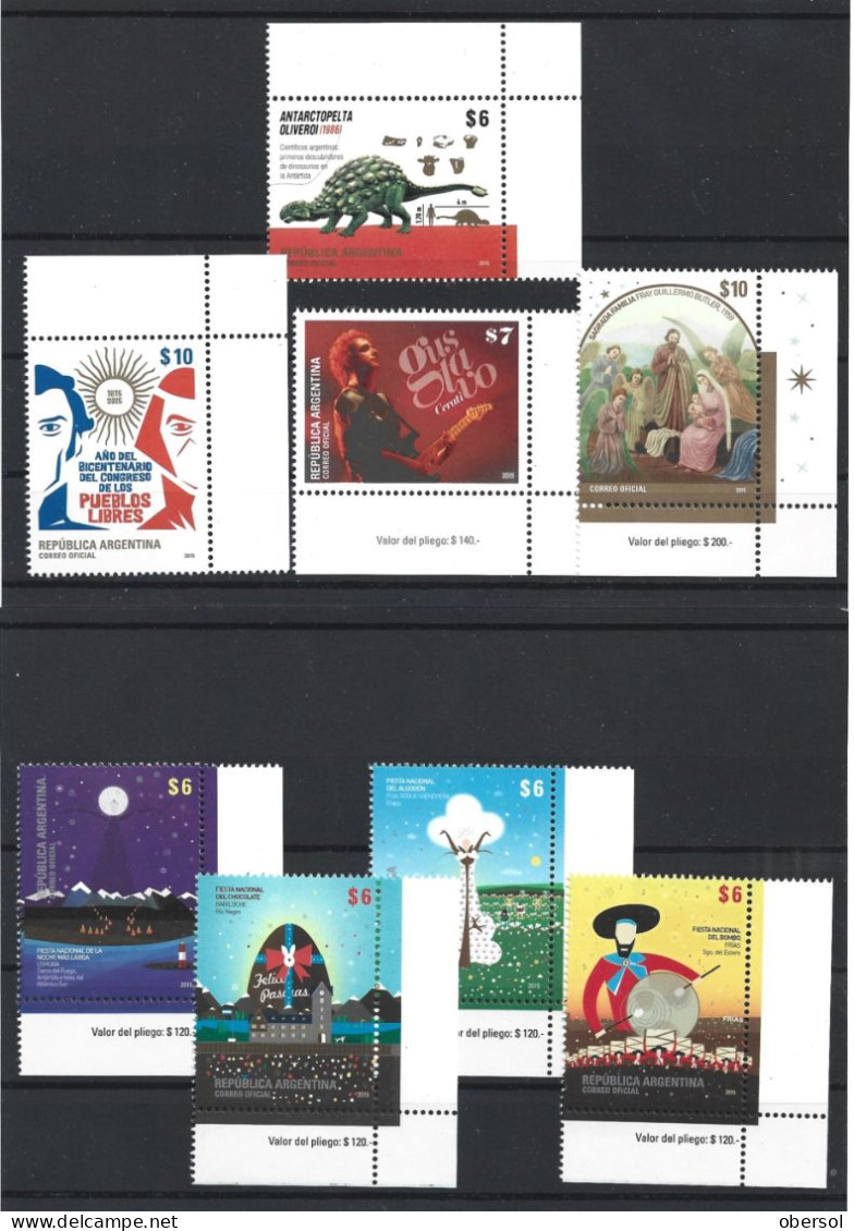 Argentina 2015 Year Issues Complete Sets With Page Corners MNH* - Unused Stamps