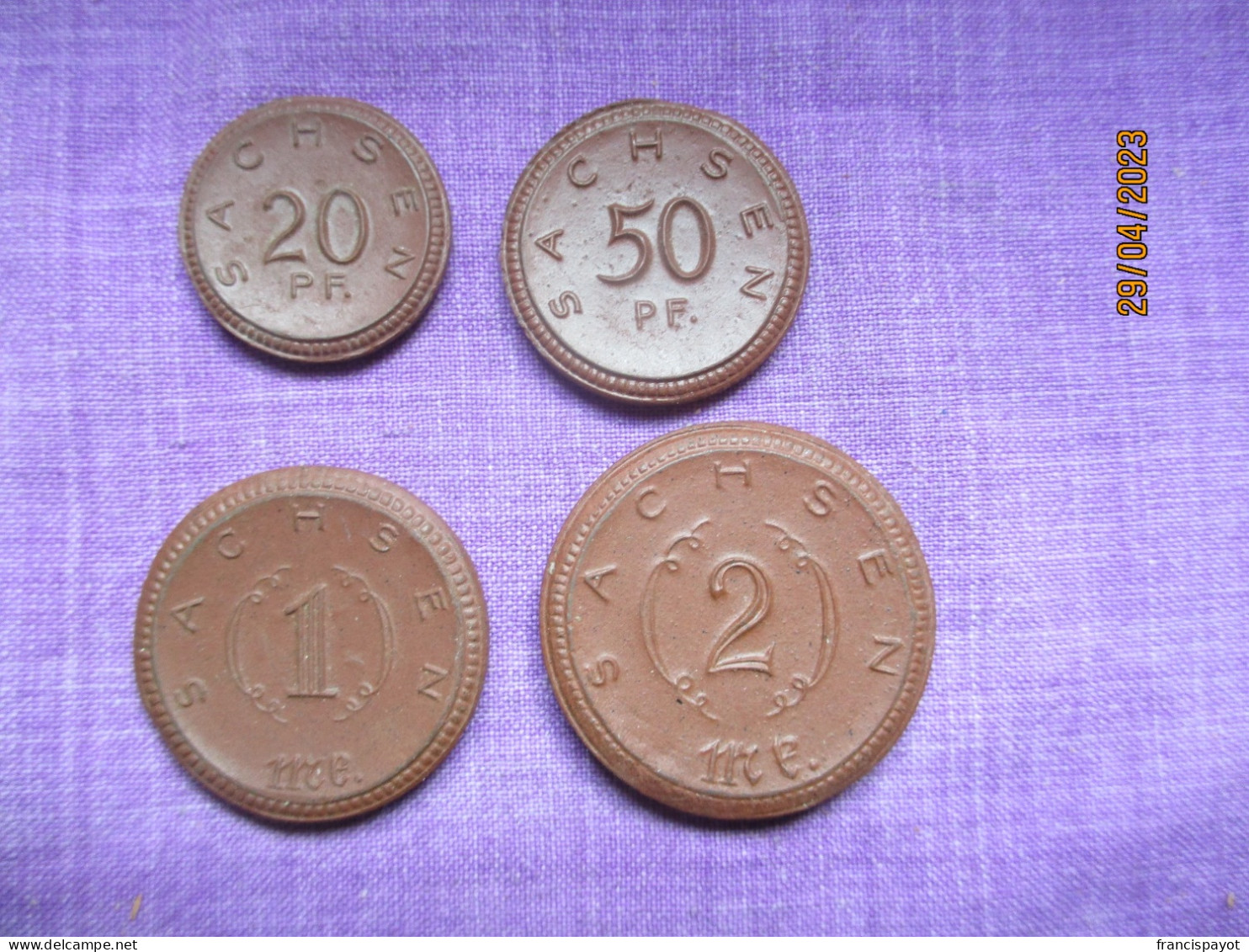 Germany: 4 Notgeld Sachsen 1921 (20 + 50 Pfennig, 1 + 2 Mark) - Noodgeld