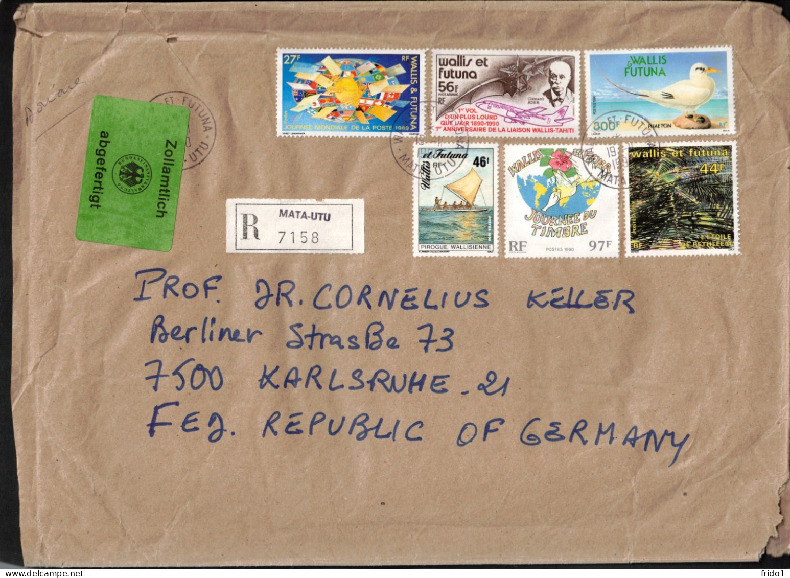 Wallis Et Futuna 1990 Interesting Registered Letter - Brieven En Documenten