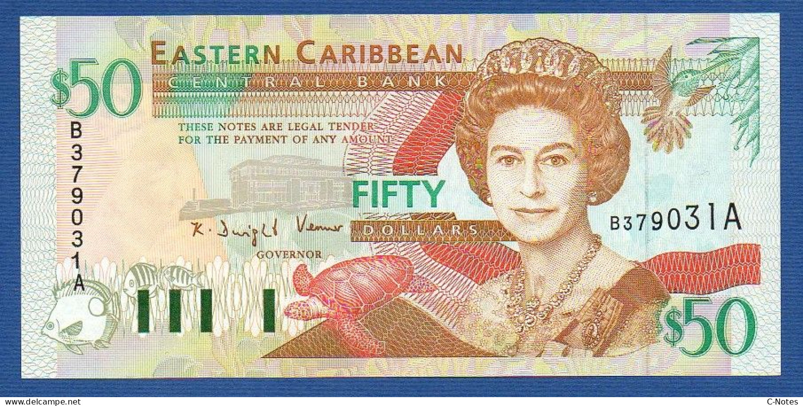 EAST CARIBBEAN STATES - Antigua - P.34A – 50 Dollars ND (1994) UNC, S/n B379031A - East Carribeans