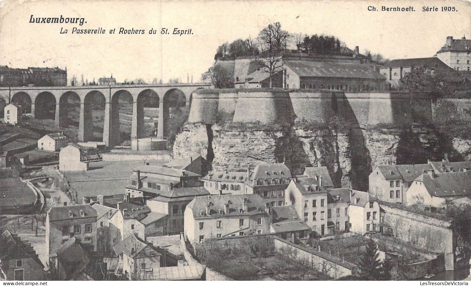 LUXEMBOURG - La Passerelle Et Rochers Du St Esprit - Carte Postale Ancienne - Luxemburgo - Ciudad