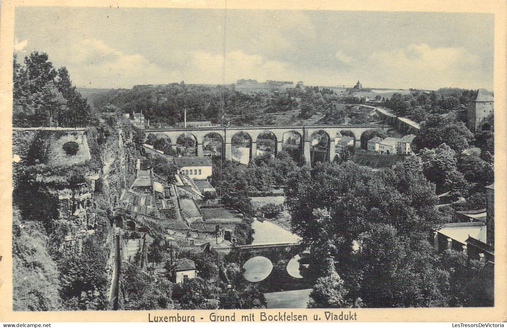 LUXEMBOURG - Grund Mit Bockfelsen U. Viadukt - Carte Postale Ancienne - Luxemburg - Stadt